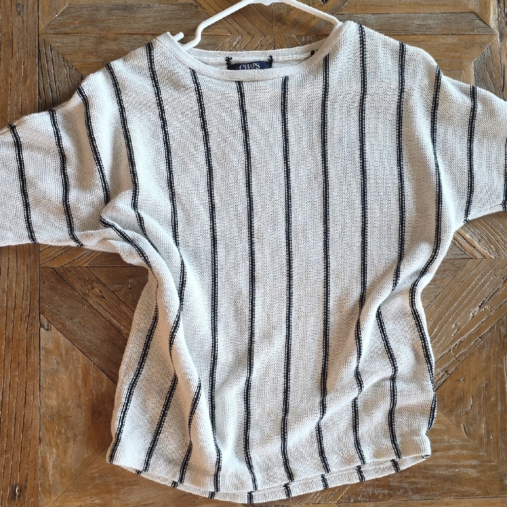 CHAPS linen & cotton dolman striped sweater, Med